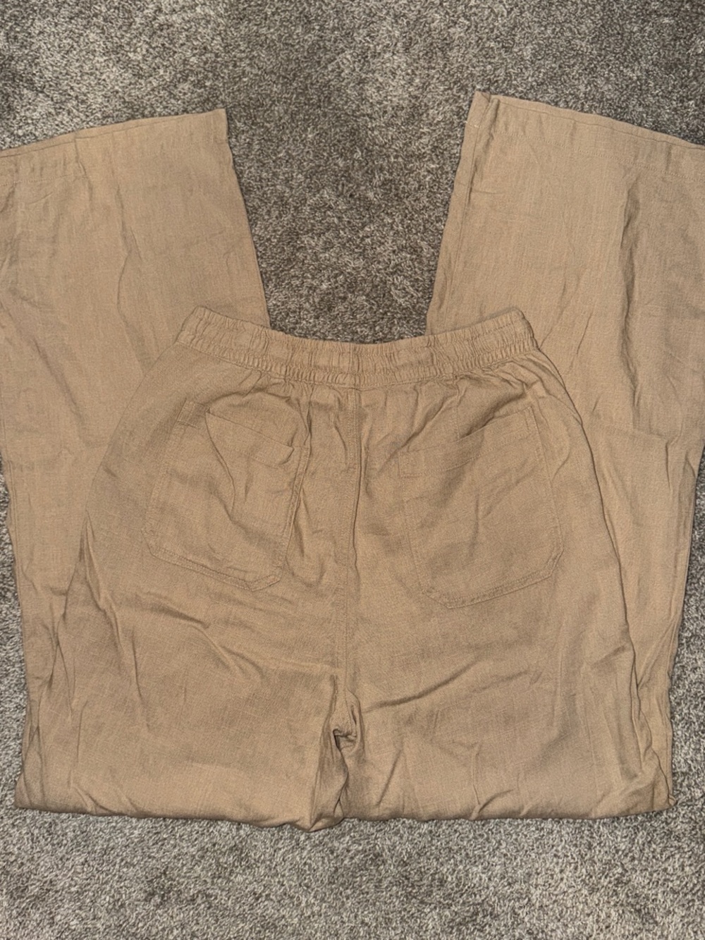 thread + supply beige/tan linen pants with elastic waistband - Picture 4 of 5